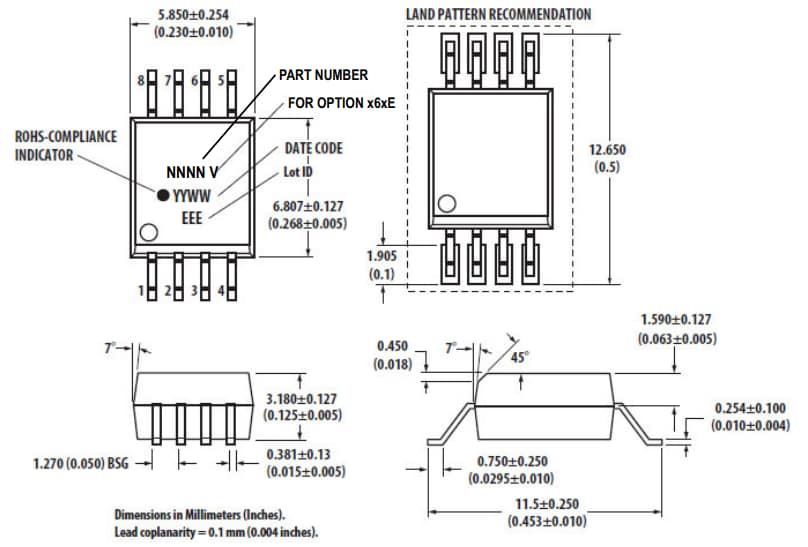 机械图纸 - Broadcom ACPL-K70A/K73A高速光耦合器